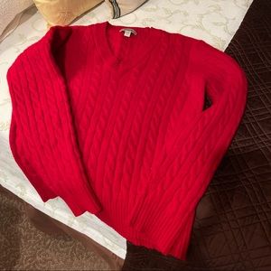 Nordstrom vintage label Faconnable size S red cable knit v neck sweater